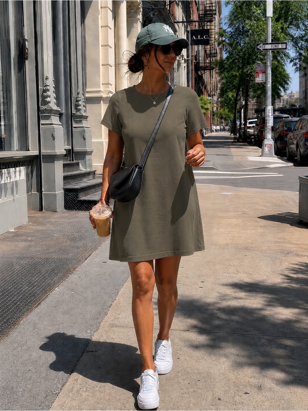Treasure and Bond Olive Green Short Sleeve Knit Dress Size Small